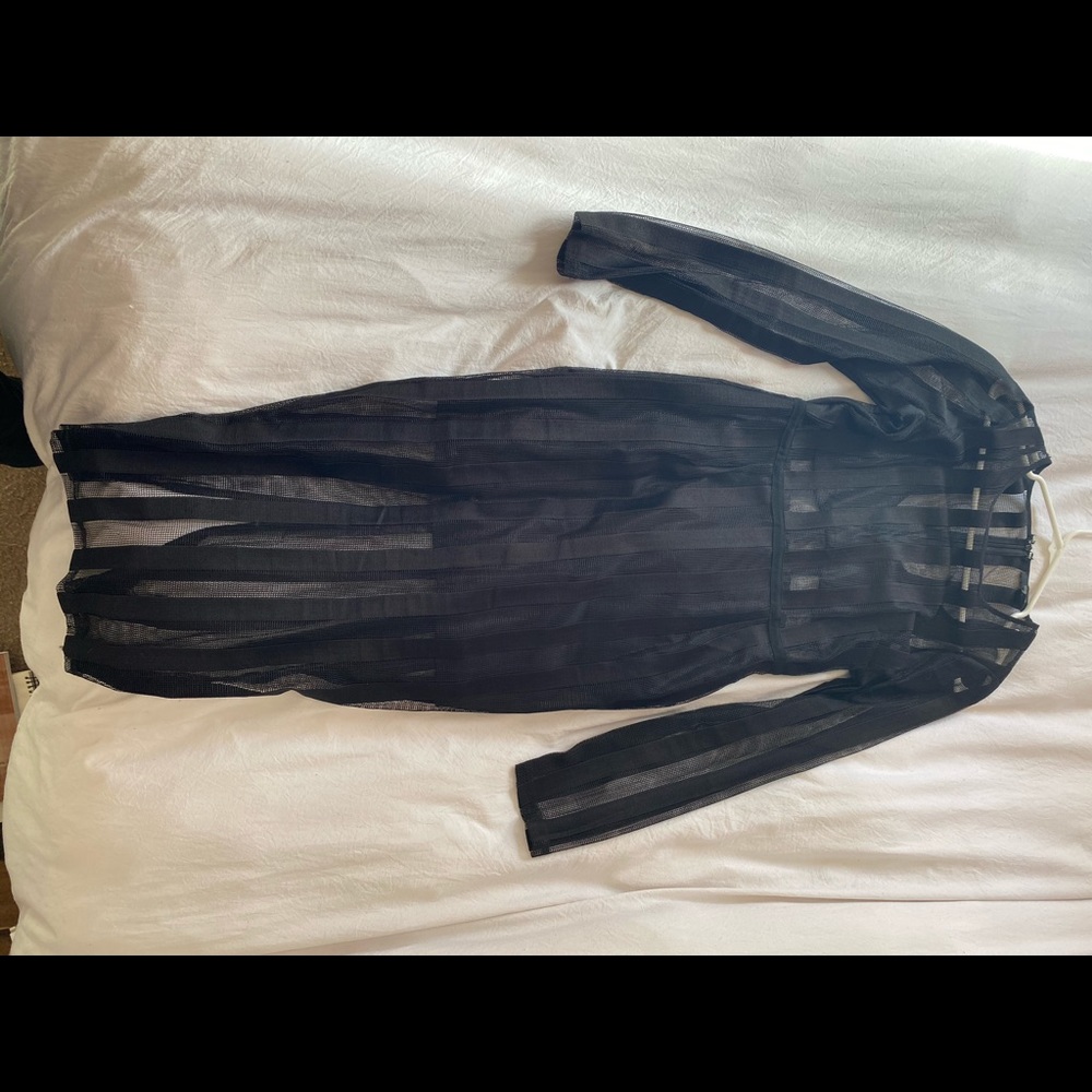 Black/mesh Midi Dress